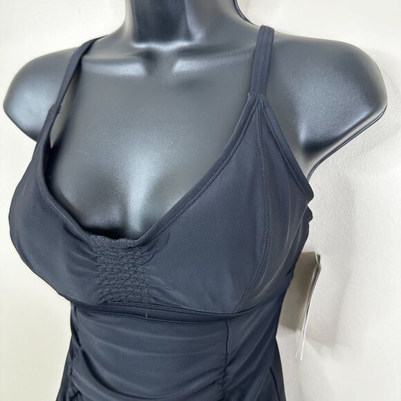 NEW Athleta Smocked Tankini Top Size 34D/DD Black Underwired Swimwear - Picture 6 of 12